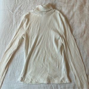 DIVIDED White Turtle Neck Basic Long Sleeve Top